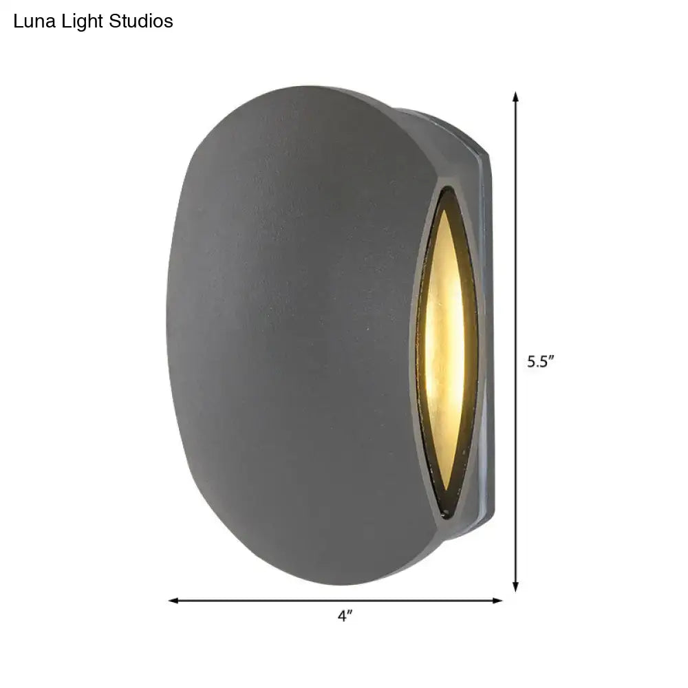 Modern gray oval wall light – outdoor warm white sconce