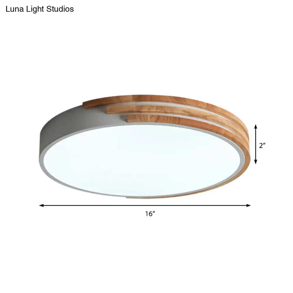Modern green and wood flush mount ceiling light bedroom fixture