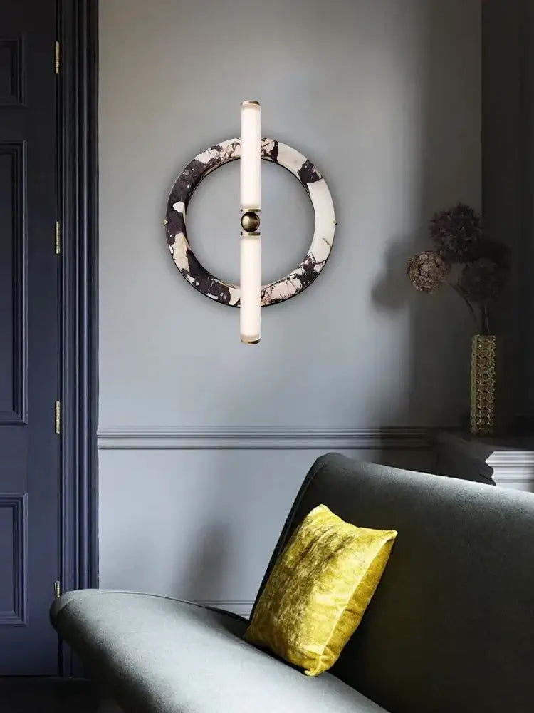Modern green black marble wall lamp bedroom frosted glass sconce