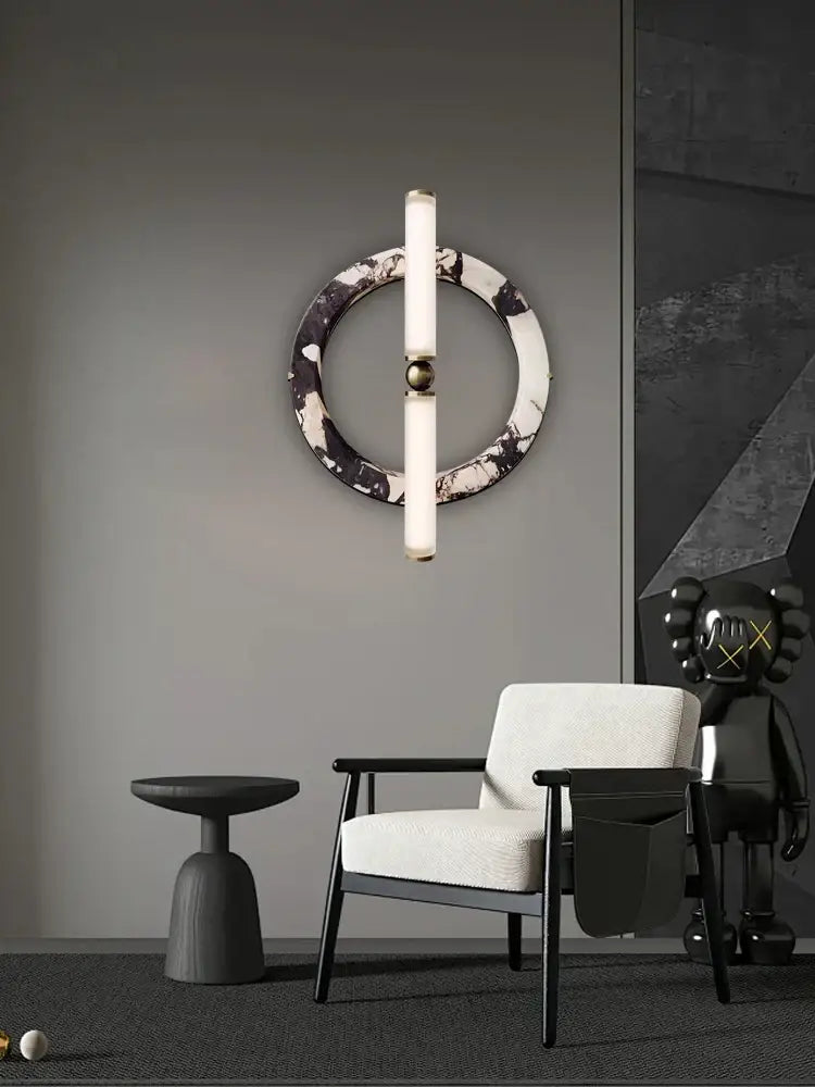 Modern green black marble wall lamp bedroom frosted glass sconce