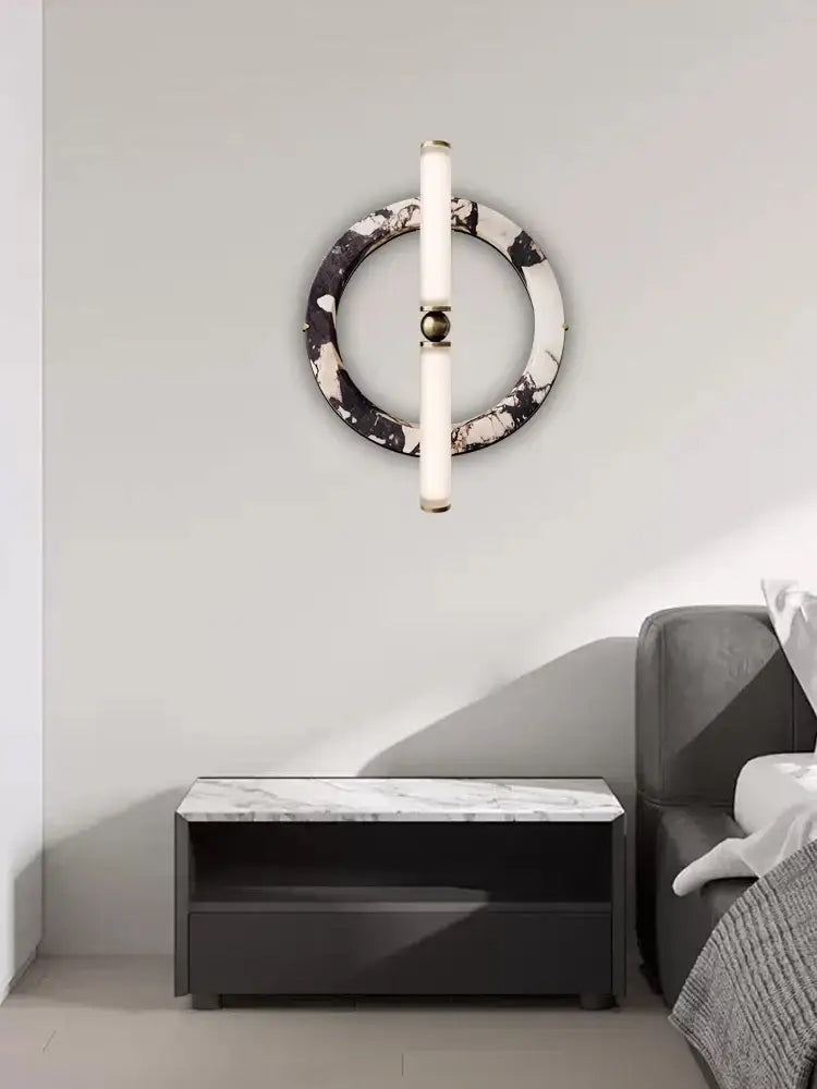 Modern green black marble wall lamp bedroom frosted glass sconce