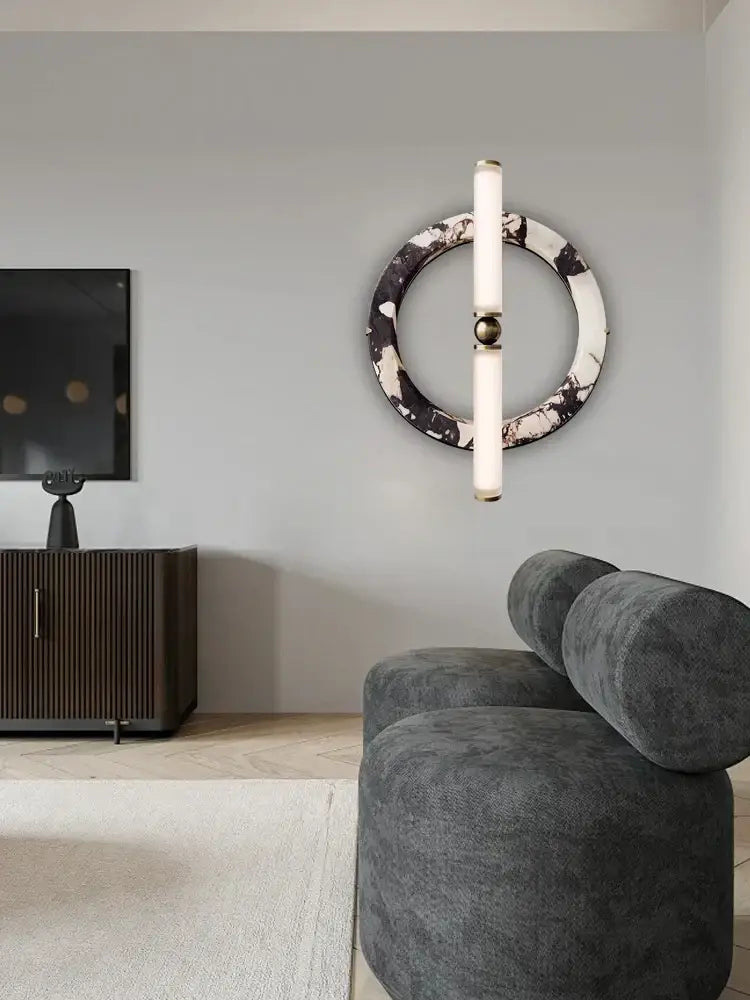 Modern green black marble wall lamp bedroom frosted glass sconce