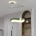 Modern green curved pendant light chandelier – dining room metallic arm