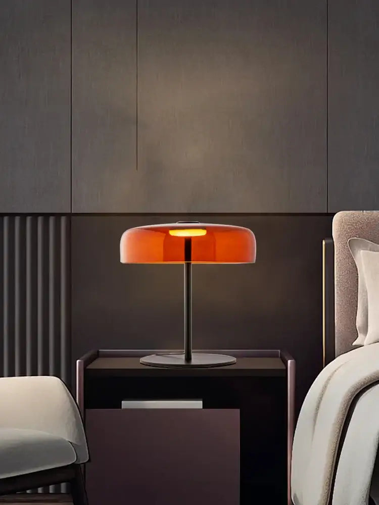 Modern green glass table lamp for bedroom with led bulb