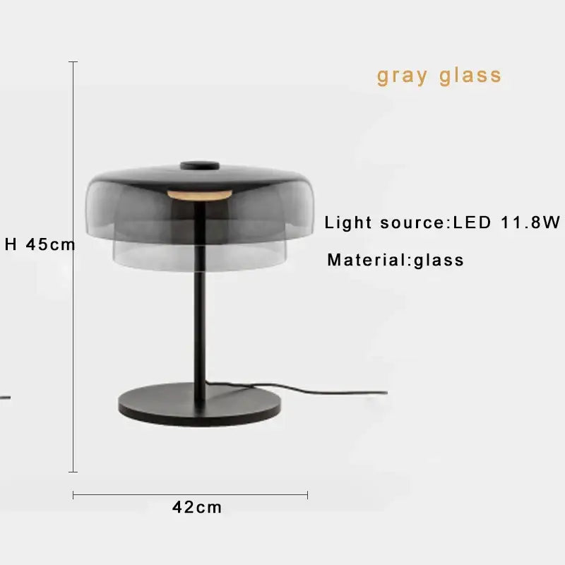 Modern green glass table lamp for bedroom with led bulb