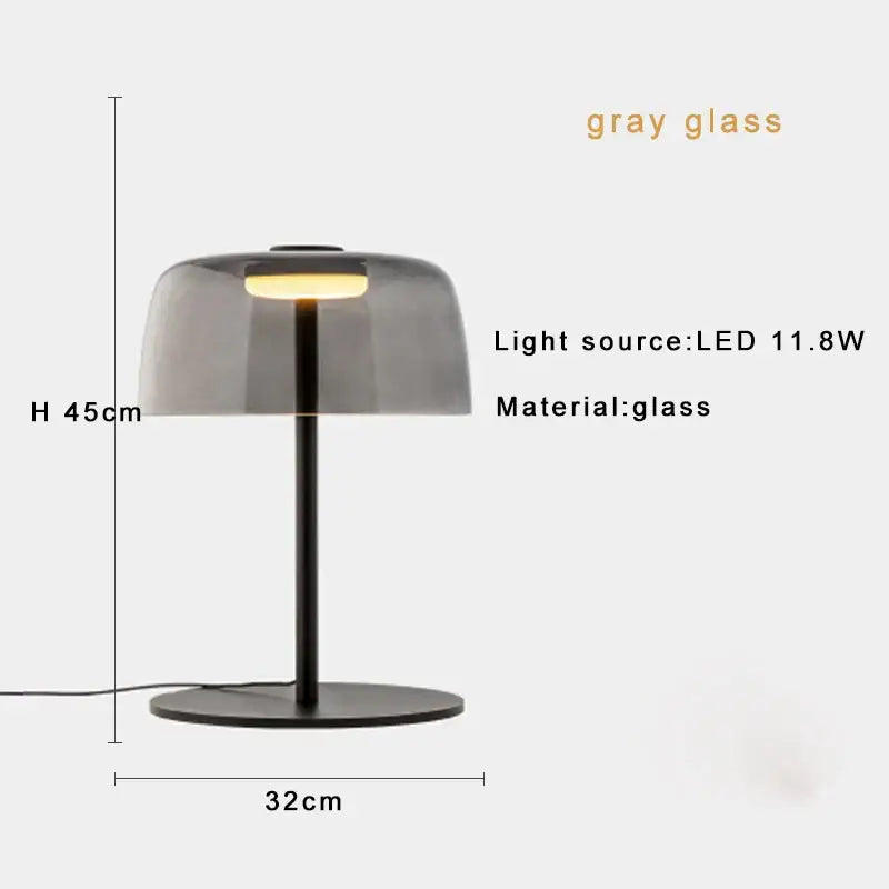 Modern green glass table lamp for bedroom with led bulb