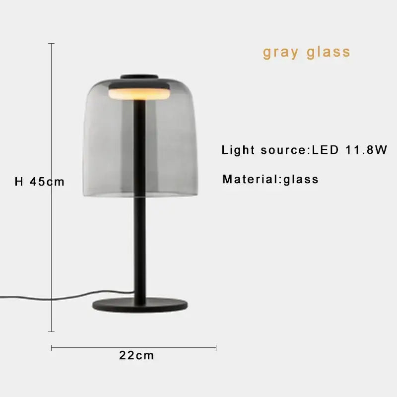Modern green glass table lamp for bedroom with led bulb