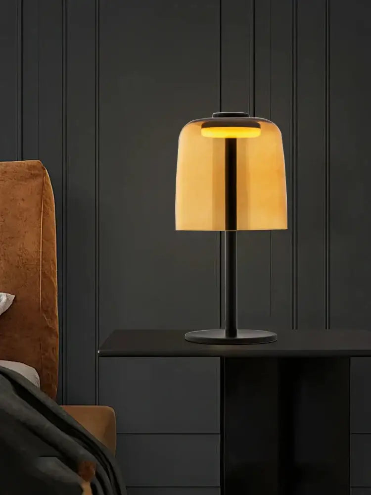 Modern green glass table lamp for bedroom with led bulb