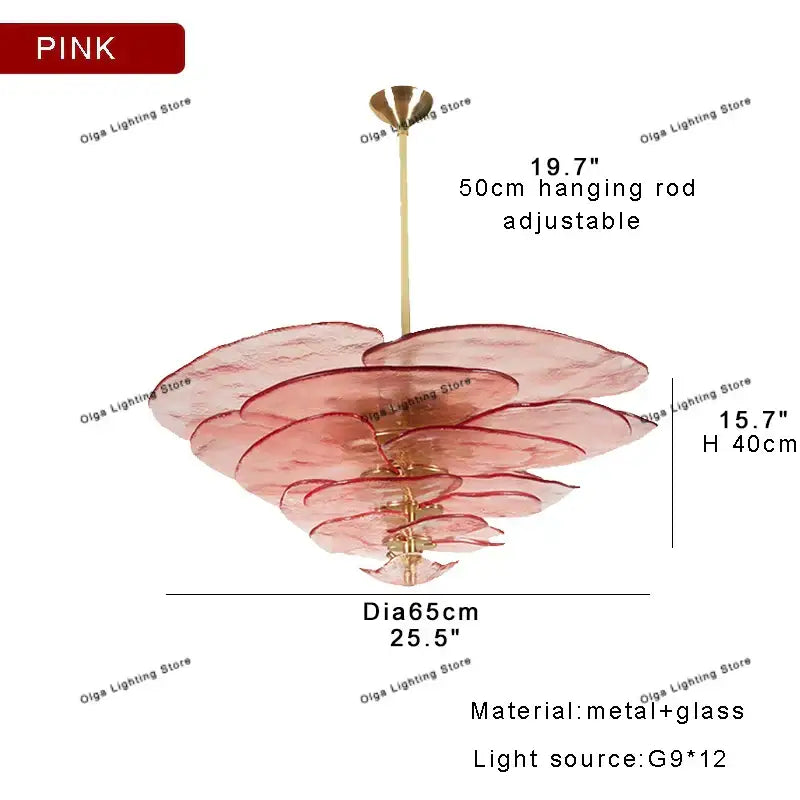 Modern green leaf glass chandelier – dining room layered petal light
