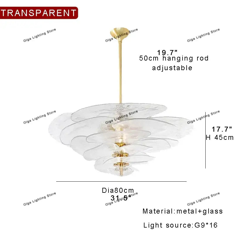 Modern green leaf glass chandelier – dining room layered petal light