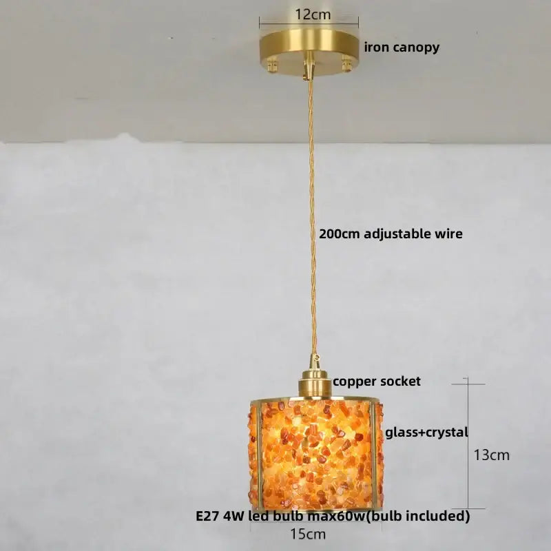 Modern green mosaic crystal glass led pendant lamp dining room