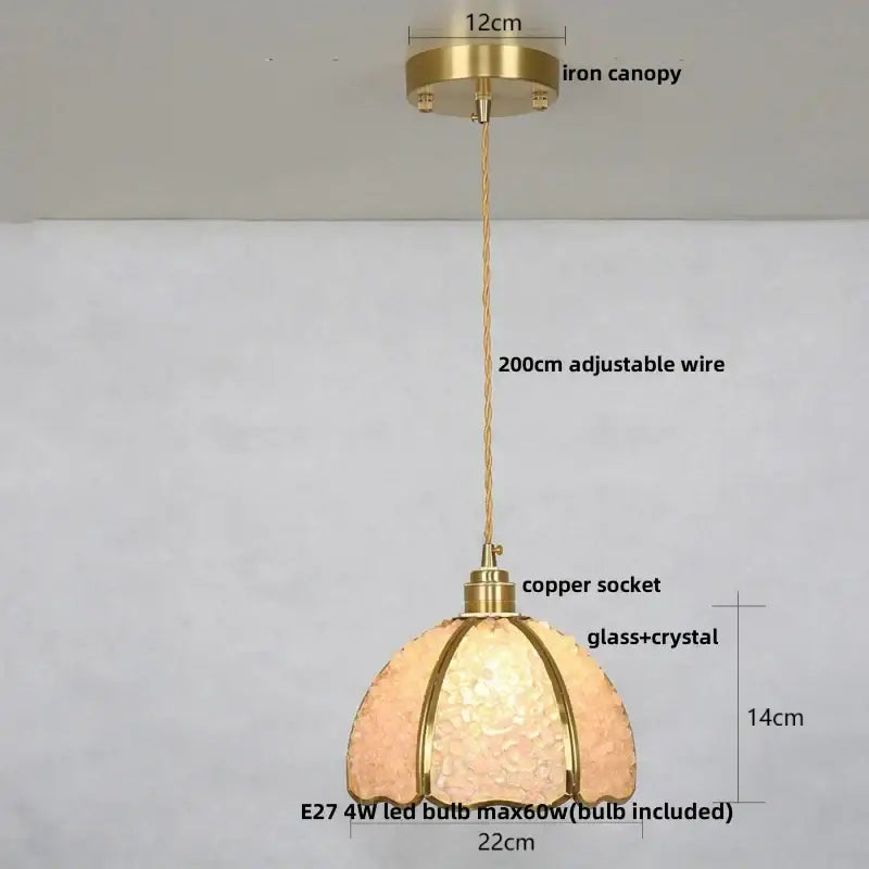 Modern green mosaic glass pendant light kitchen brass accented lamp