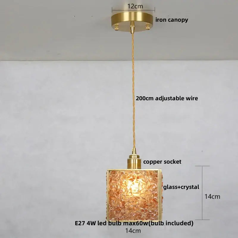 Modern green mosaic glass pendant light kitchen brass accented lamp