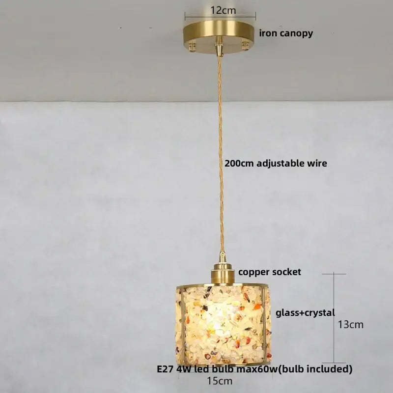 Modern green mosaic glass pendant light kitchen brass accented lamp