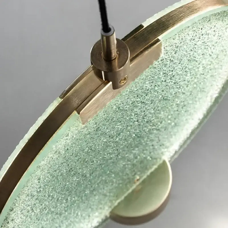 Modern green textured glass brass pendant light dining room set