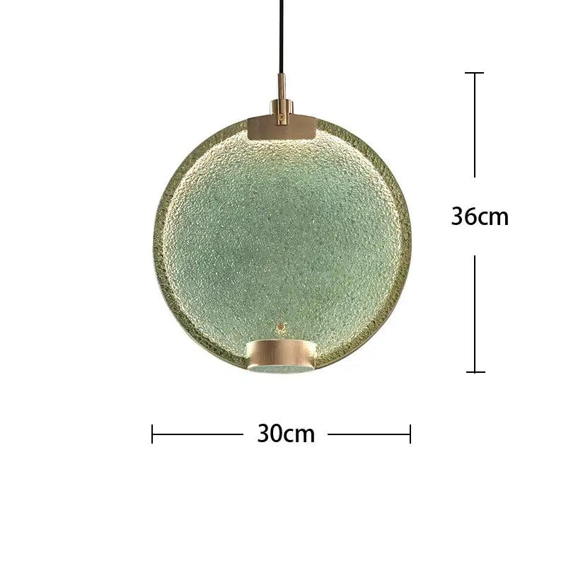 Modern green textured glass brass pendant light dining room set
