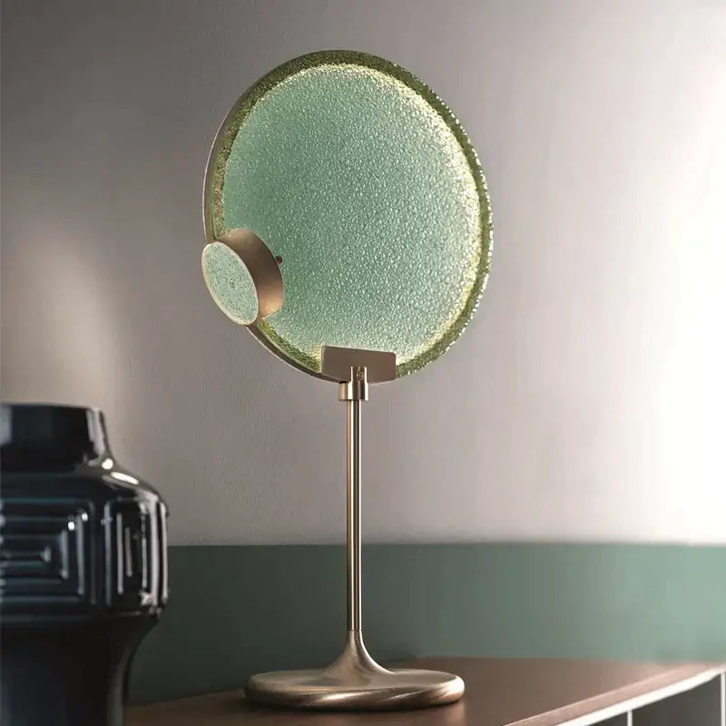 Modern green textured glass brass pendant light dining room set