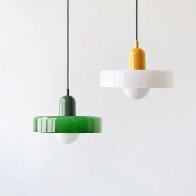 Modern green & white colorful glass pendant lights dining room