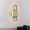 Modern grey & light wood led wall sconce bedroom ring light