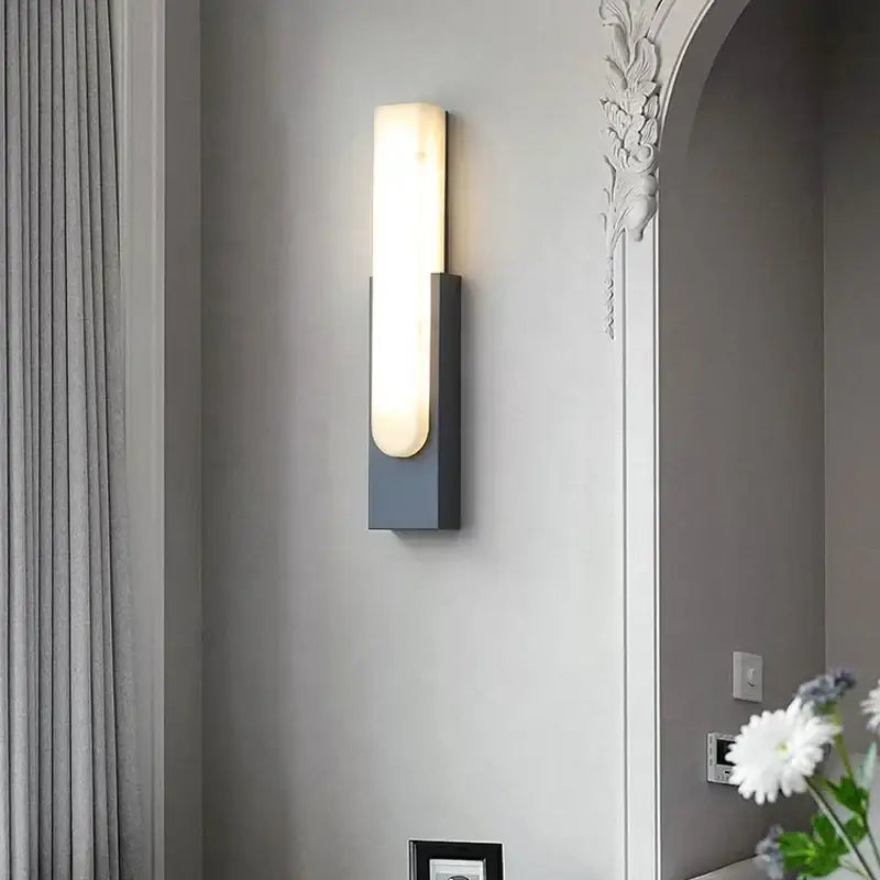Modern grey marble led wall sconce bedroom bedside light