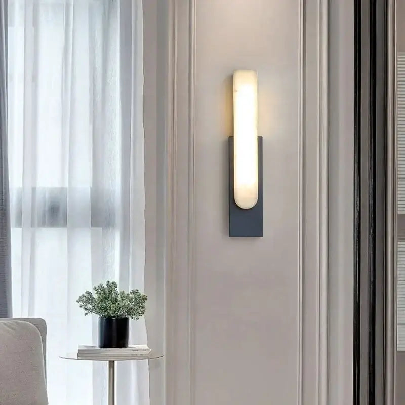 Modern grey marble led wall sconce bedroom bedside light