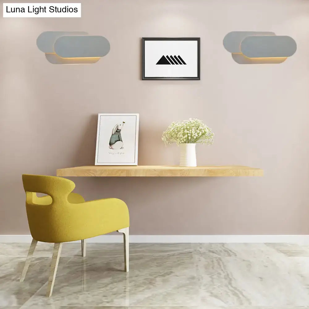 Modern grey oval metal sconce bedroom led wall light