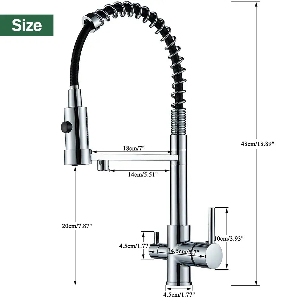 Modern gun grey filter kitchen faucet with pull down spring spout