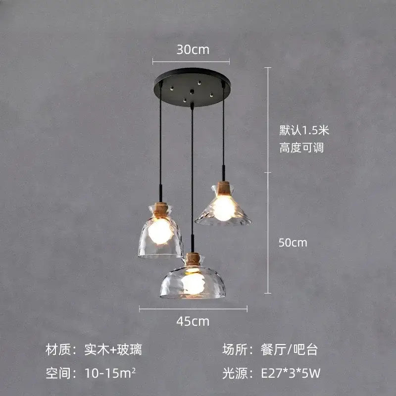 Modern hammered clear glass pendant lamp kitchen led lights