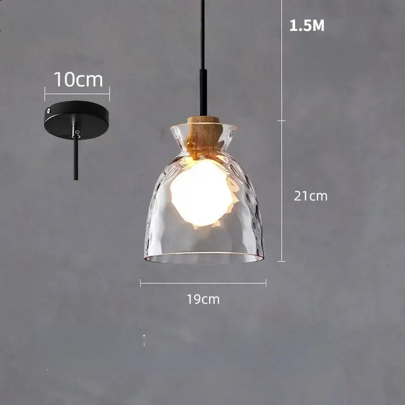 Modern hammered clear glass pendant lamp kitchen led lights
