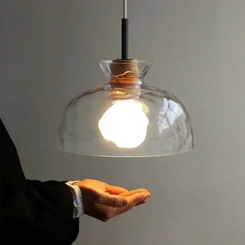 Modern hammered clear glass pendant lamp kitchen led lights