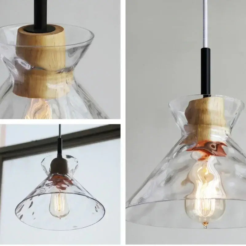 Modern hammered clear glass pendant lamp kitchen led lights