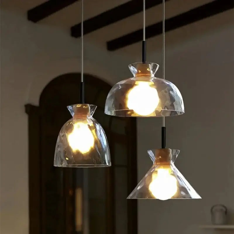 Modern hammered clear glass pendant lamp kitchen led lights