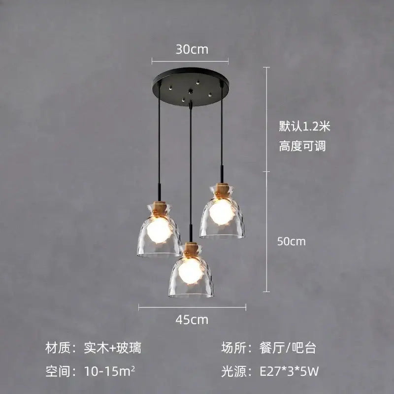 Modern hammered clear glass pendant lamp kitchen led lights