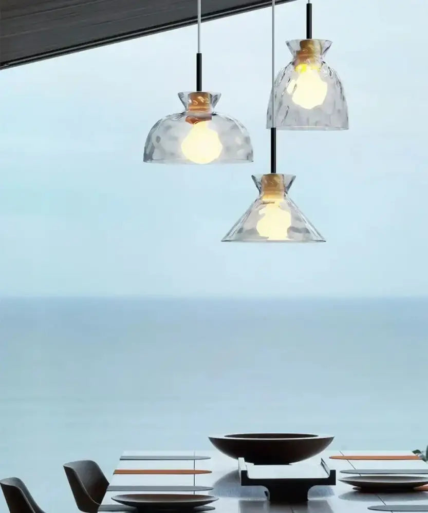Modern hammered clear glass pendant lamp kitchen led lights