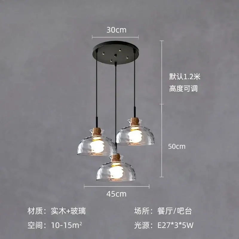 Modern hammered clear glass pendant lamp kitchen led lights