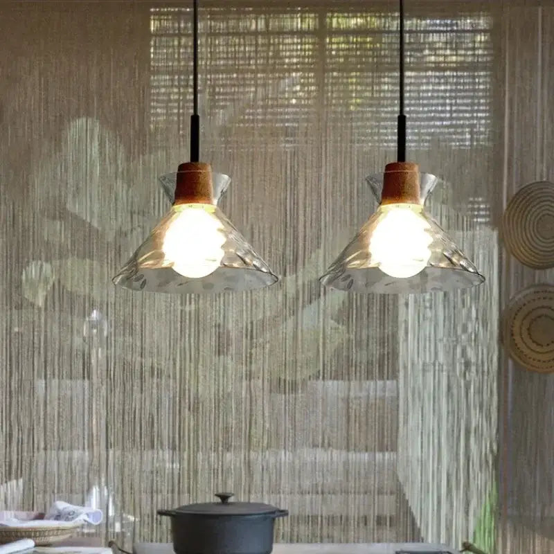 Modern hammered clear glass pendant lamp kitchen led lights