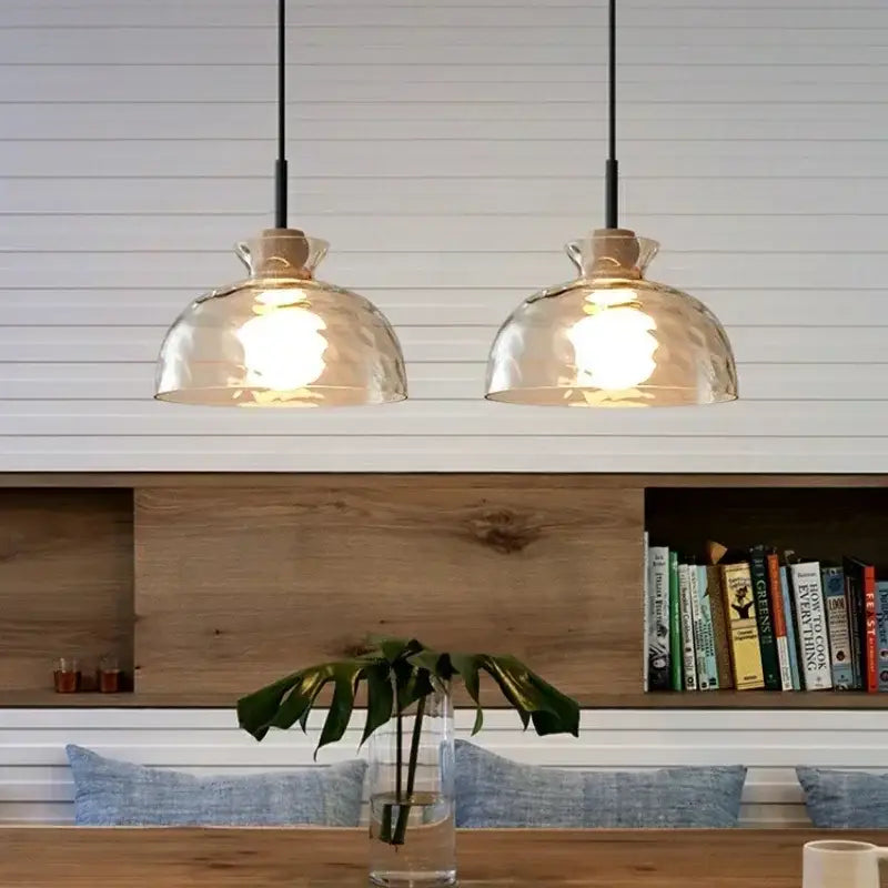 Modern hammered clear glass pendant lamp kitchen led lights