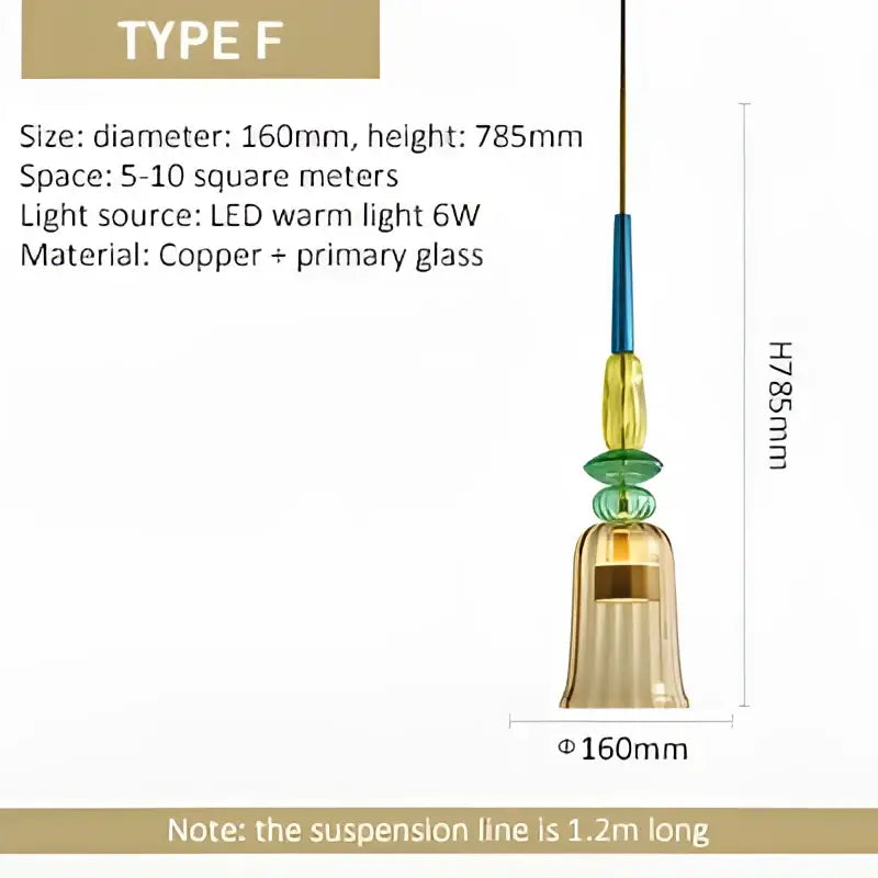 Modern hand blown colorful glass bedside pendant light kitchen
