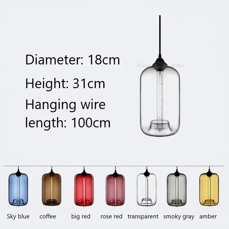 Modern hand blown colorful stained glass pendant lights kitchen decor
