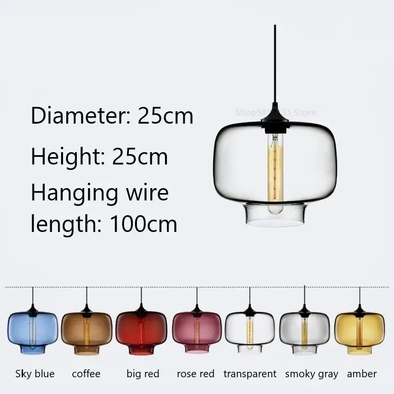 Modern hand blown colorful stained glass pendant lights kitchen decor