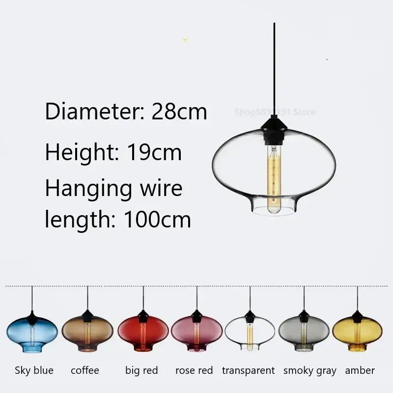 Modern hand blown colorful stained glass pendant lights kitchen decor