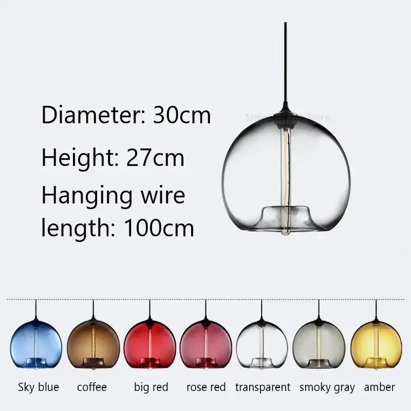 Modern hand blown colorful stained glass pendant lights kitchen decor