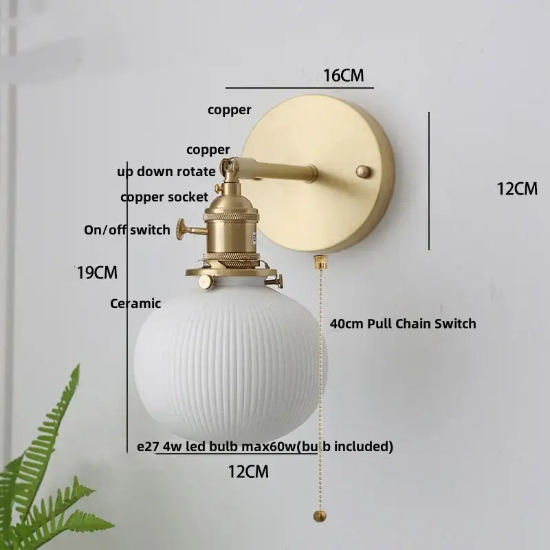 Modern herringbone ceramic copper led sconce wall lamp for bedroom