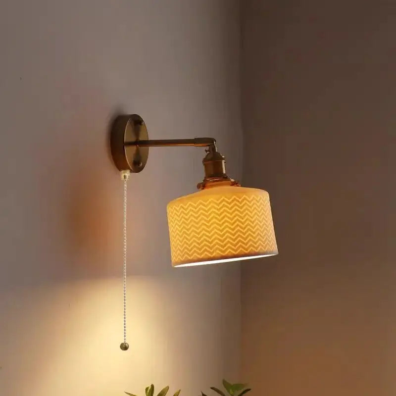Modern herringbone ceramic copper led sconce wall lamp for bedroom