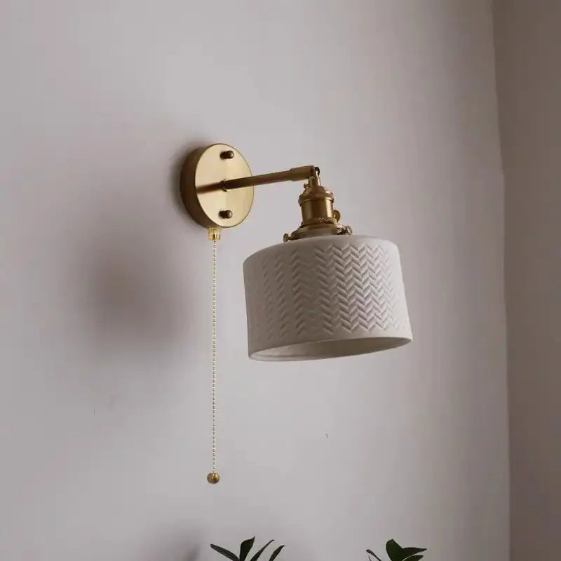 Modern herringbone ceramic copper led sconce wall lamp for bedroom