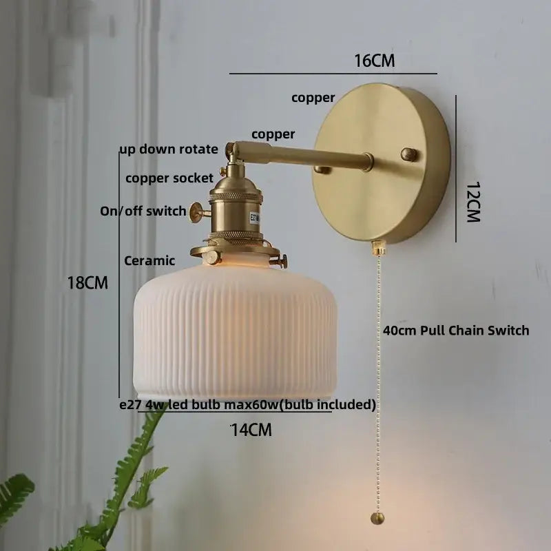Modern herringbone ceramic copper led sconce wall lamp for bedroom