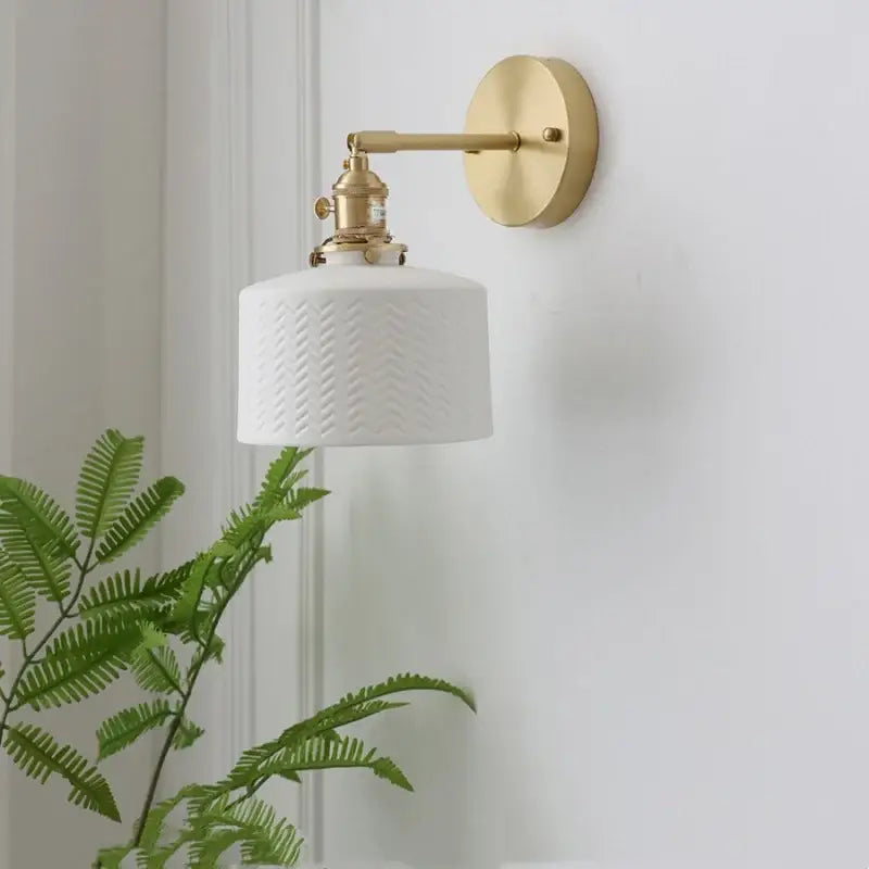 Modern herringbone ceramic copper led sconce wall lamp for bedroom