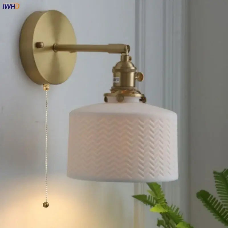 Modern herringbone ceramic copper led sconce wall lamp for bedroom