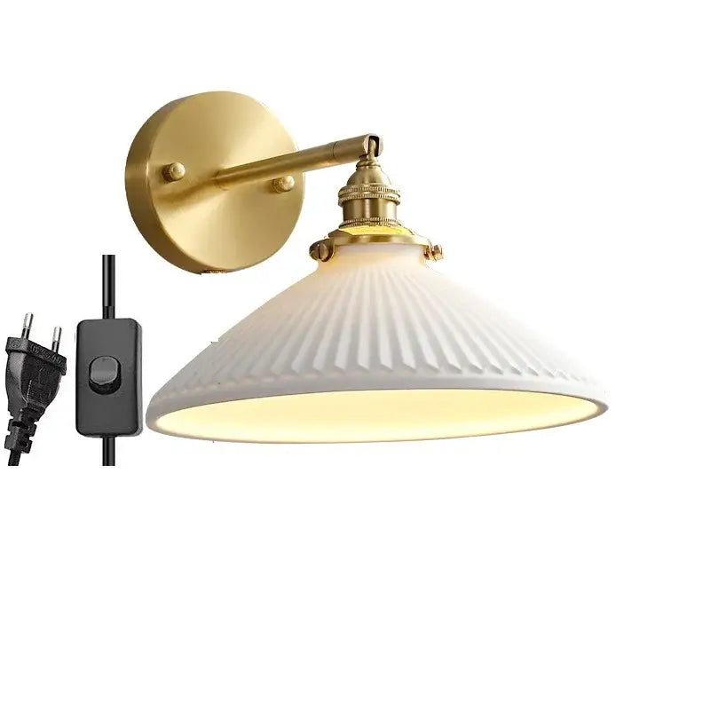 Modern honeycomb brass ceramic led wall sconce bedroom light