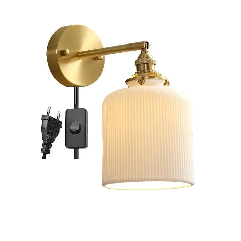 Modern honeycomb brass ceramic led wall sconce bedroom light